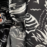 Designer Italian Black White Holiday Print Dress Fabric Ralph Silk CU