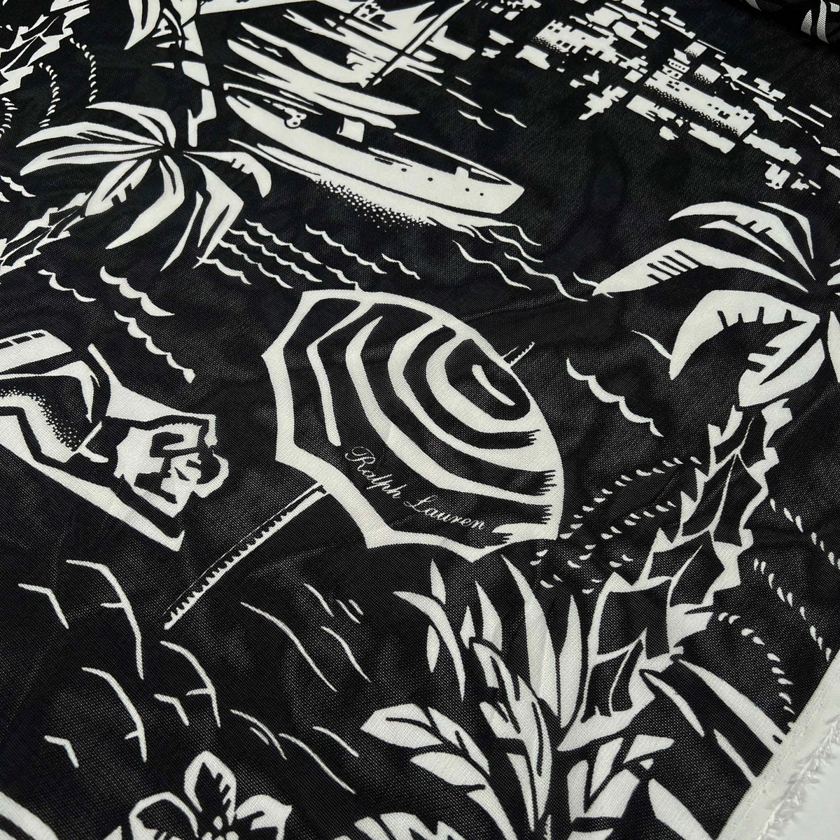 Designer Italian Black White Holiday Print Dress Fabric Ralph Silk Cu
