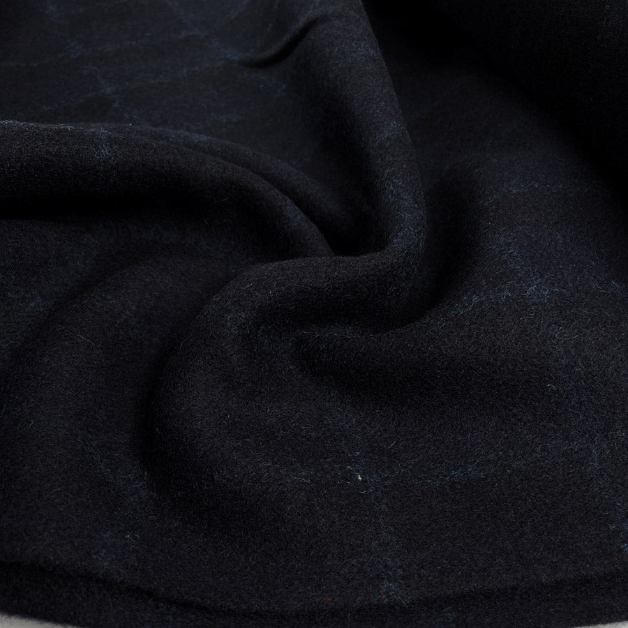 Raven Wool Coating Dark Navy Heavy Check Fabric CU