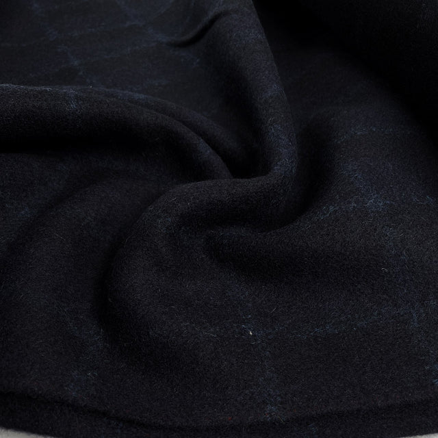 Raven Wool Coating Dark Navy Heavy Check Fabric CU