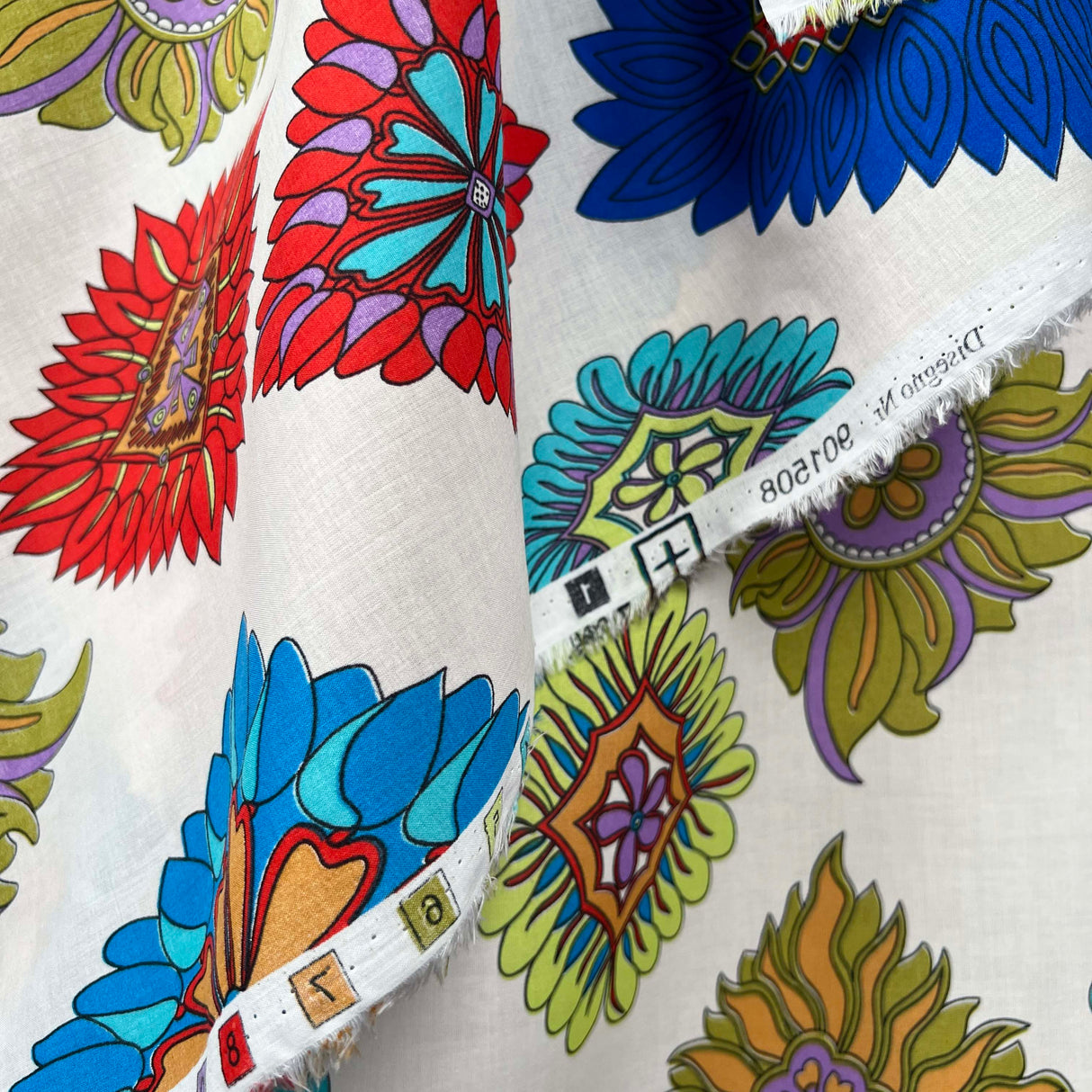Ray Of Colour Italian Cotton Abstract Multi Floral Sundalia Fabric Hang