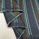Regent Stripe Polyester Lining Blue Brown Satin Finish Fabric Fold