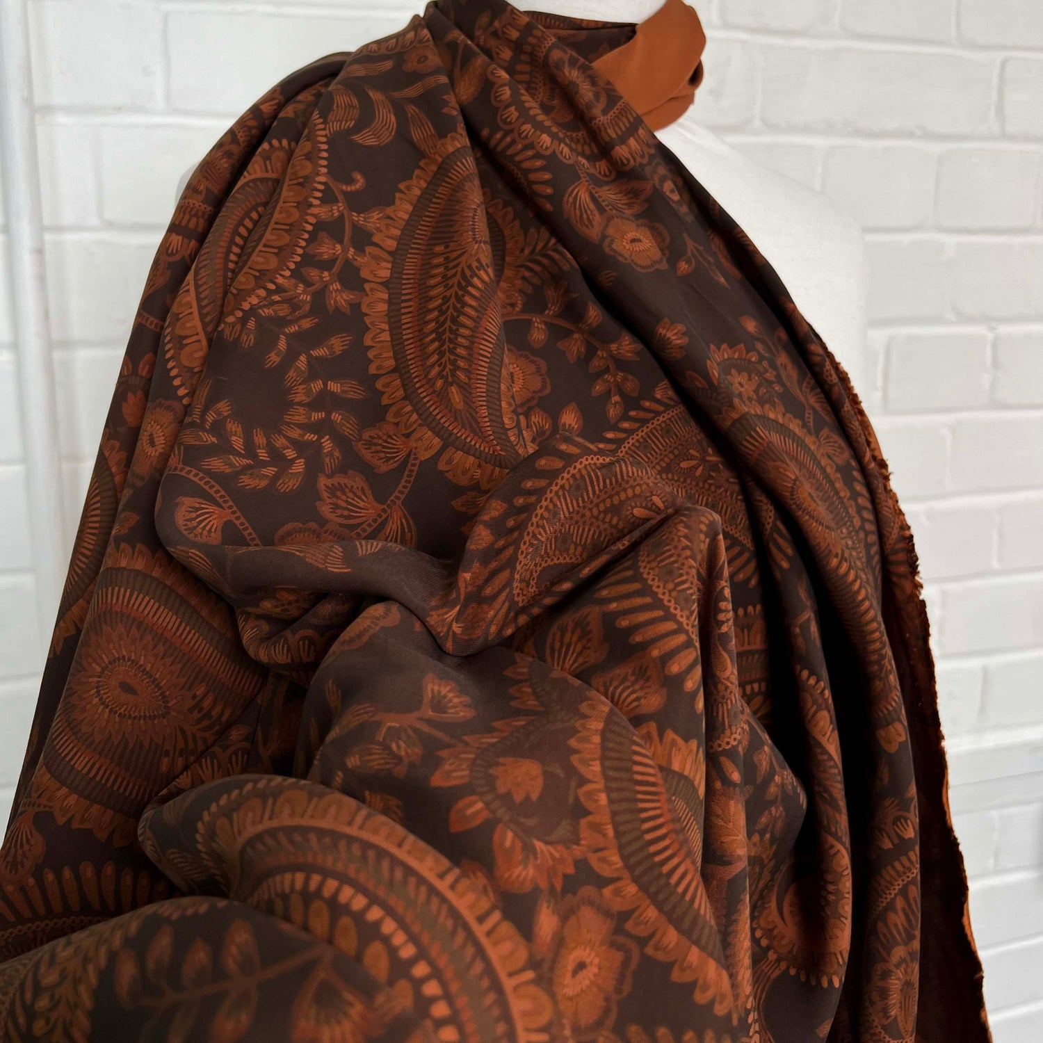 Roman Holiday Cupro Viscose Italian Paisley Rust Dress Fabric CU