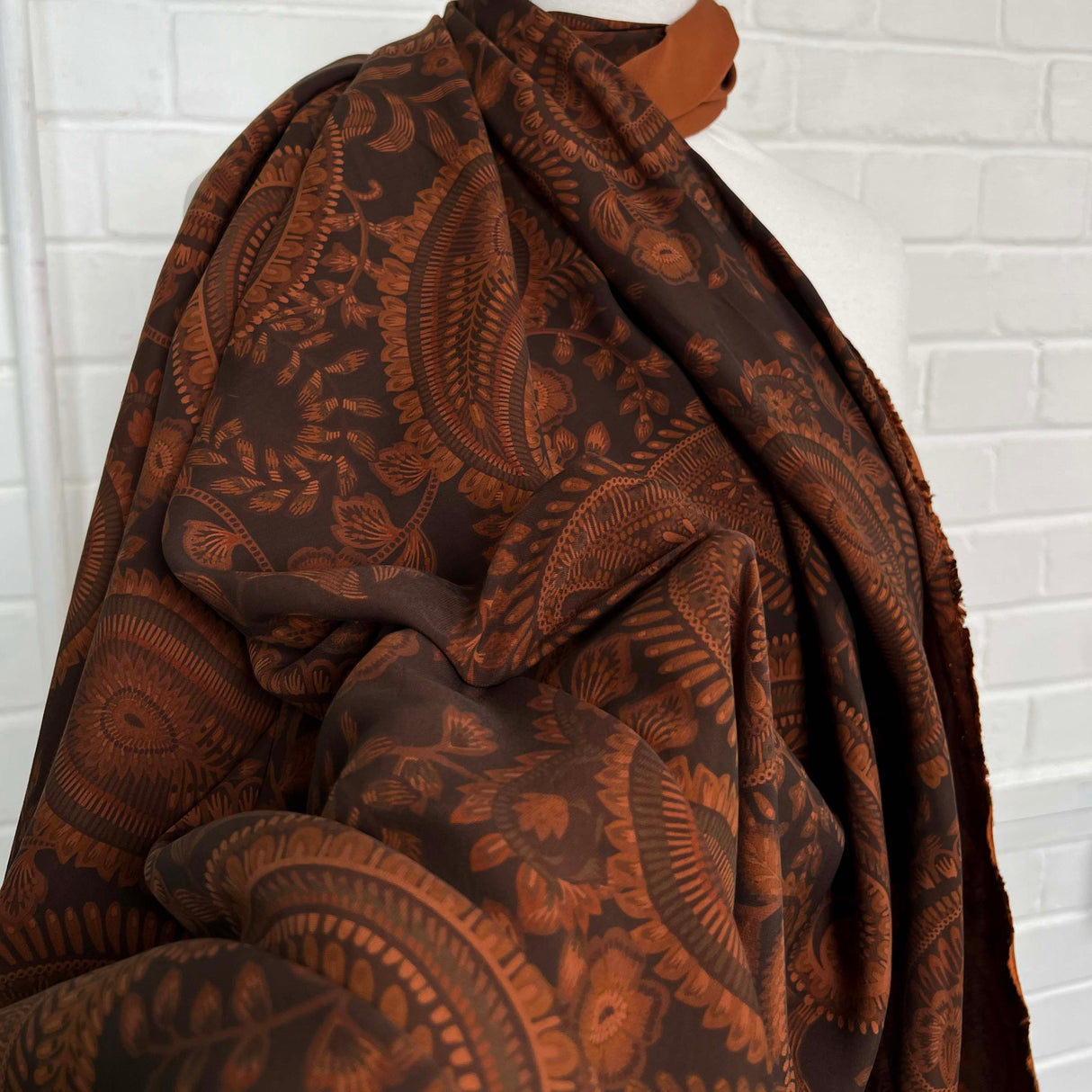 Roman Holiday Cupro Viscose Italian Paisley Rust Dress Fabric CU