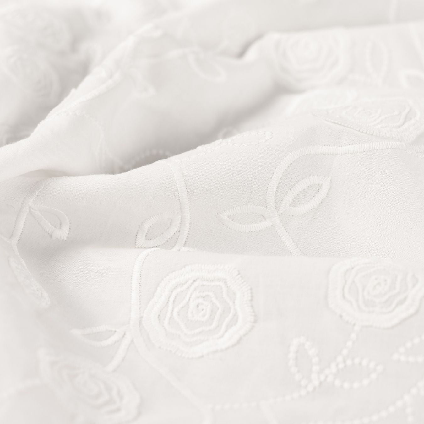 Rosalie White Embroidered Cotton Poplin 160gsm Dress Fabric CU