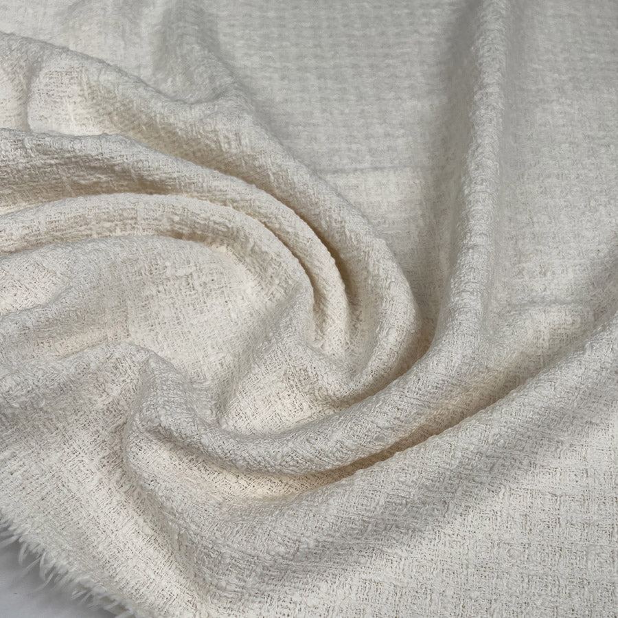 Sackcloth White Cotton Viscose Polyamide Loosely Woven Fabric CU