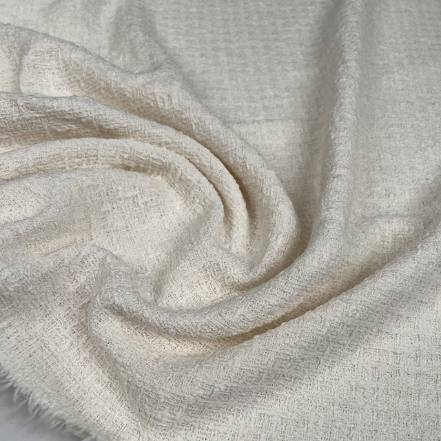 Sackcloth White Cotton Viscose Polyamide Loosely Woven Fabric CU