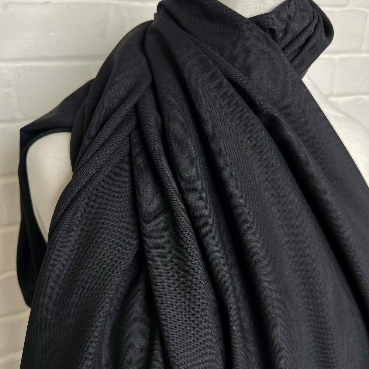 Black British Wool Deadstock Suiting Dress Fabric Sackville Street Side