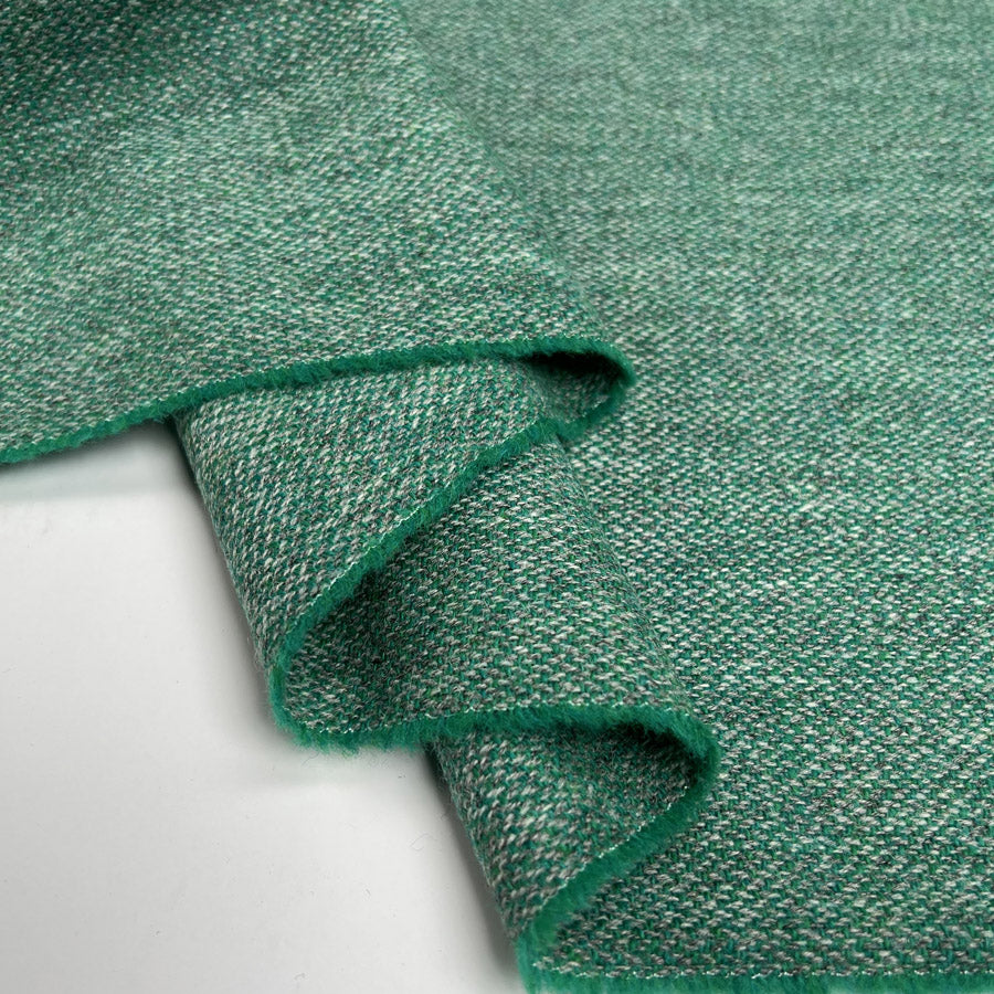 Saltaire Wool Sea Green British Yorkshire Woven Marl Jacketing Fabric Fold