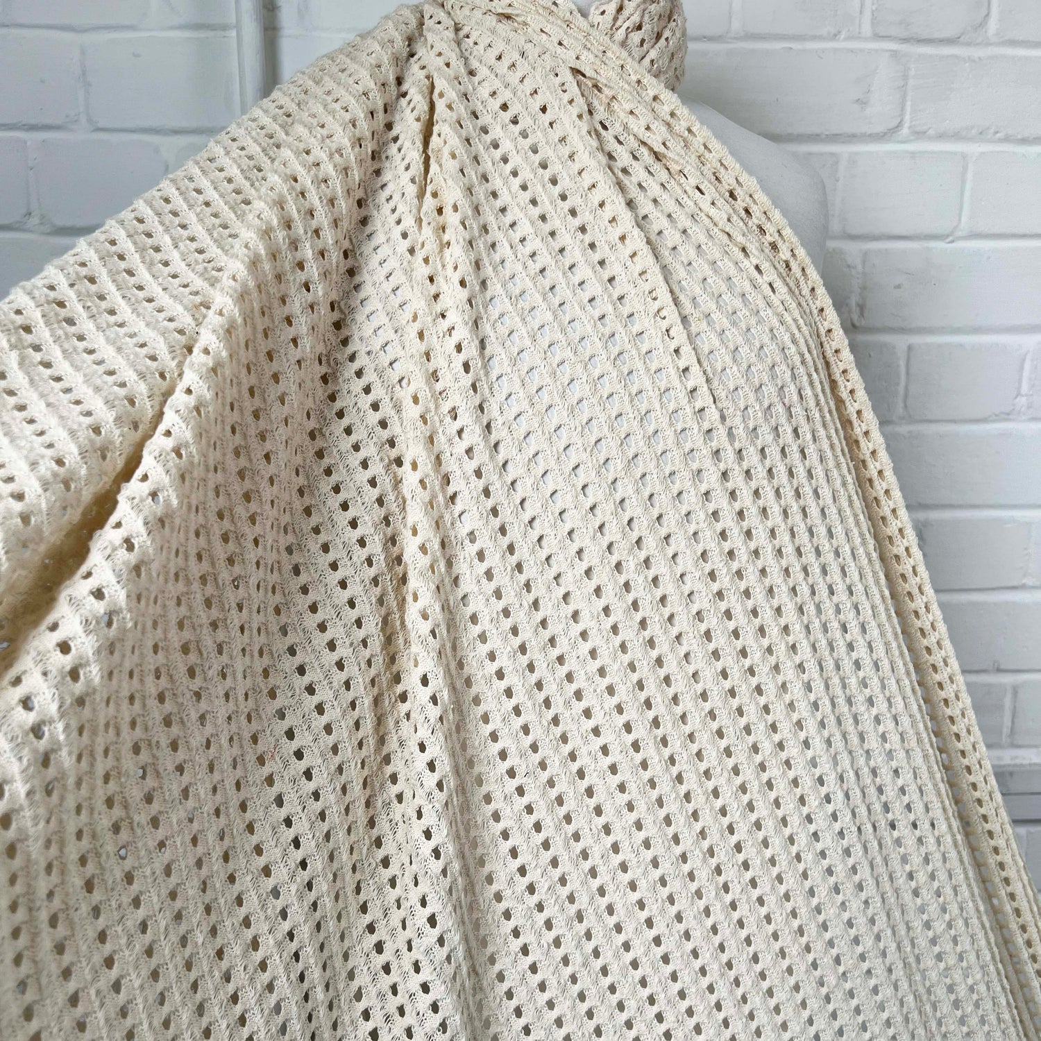 Sandy Shores Cotton Poly Cream Spanish Open Knit Fabric Mannequin
