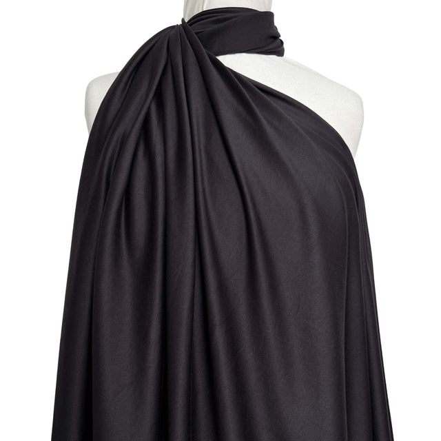 Aubergine Plain Viscose Jersey Lightweight Dress Fabric Scrunchy Mannequin