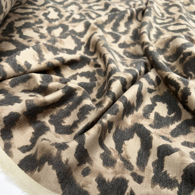 Scuba Sand Leopard Polyester Viscose Spandex Animal Print Stretch Knit Jersey Fabric CU