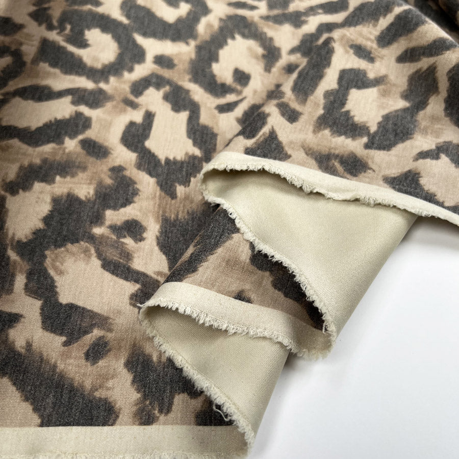 Scuba Sand Leopard Polyester Viscose Spandex Animal Print Stretch Knit Jersey Fabric Fold