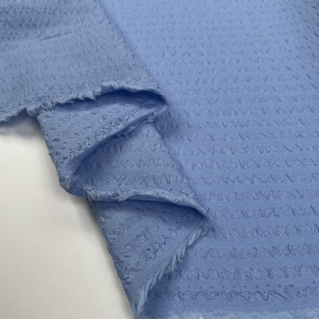 Seersucker Shirting Blue Polyester Nylon Woven Stripe Dress Fabric Fold