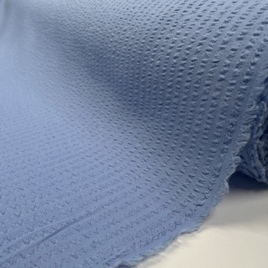 Seersucker Shirting Blue Polyester Nylon Woven Stripe Dress Fabric Roll