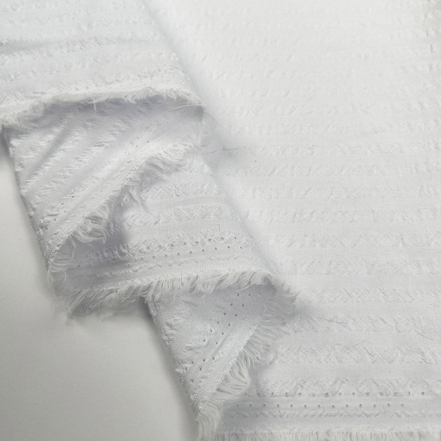 Seersucker Shirting White Polyester Nylon Woven Stripe Dress Fabric Fold