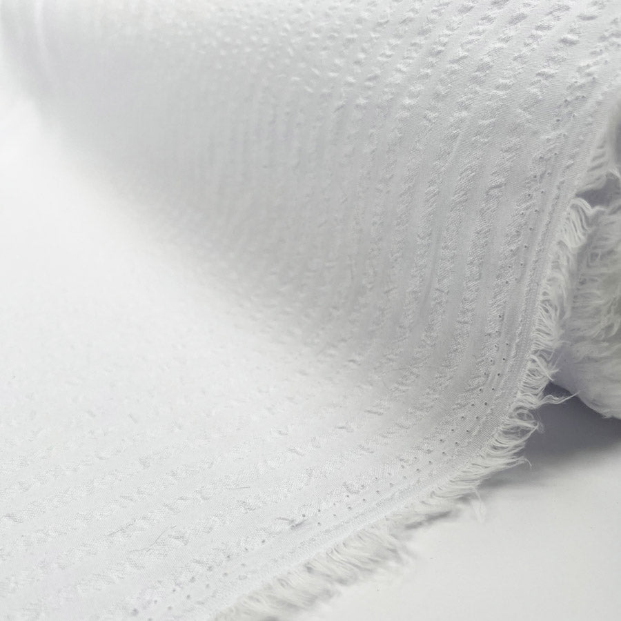 Seersucker Shirting White Polyester Nylon Woven Stripe Dress Fabric Roll