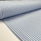 Seersucker Sky Stripe Blue White Cotton Woven Fabric Bolt