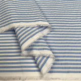Seersucker Sky Stripe Blue White Cotton Woven Fabric Fold