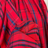 Shine On Shirting Cotton Viscose Lurex Red Blue Black Check Fabric CU