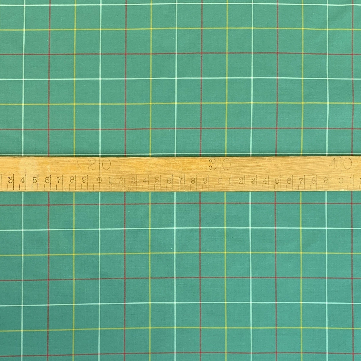 Shirtly James Green Yellow Red Checked Cotton Fabric Ruler
