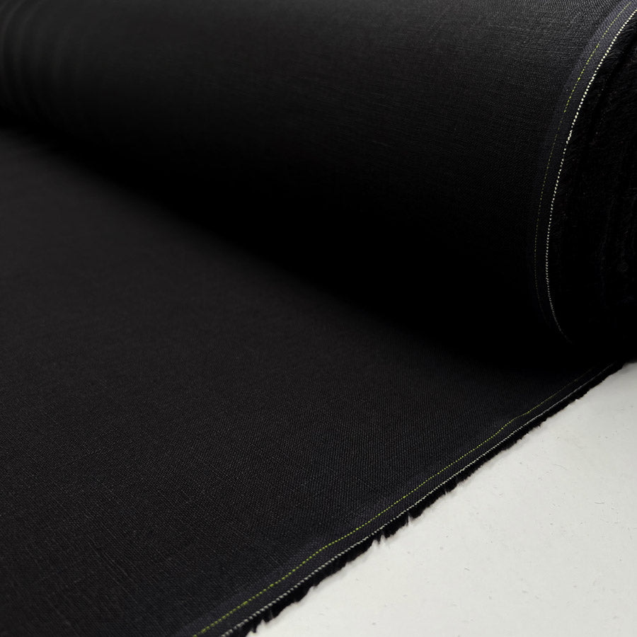 Signature Linen Black Plain Woven Dress Fabric Roll