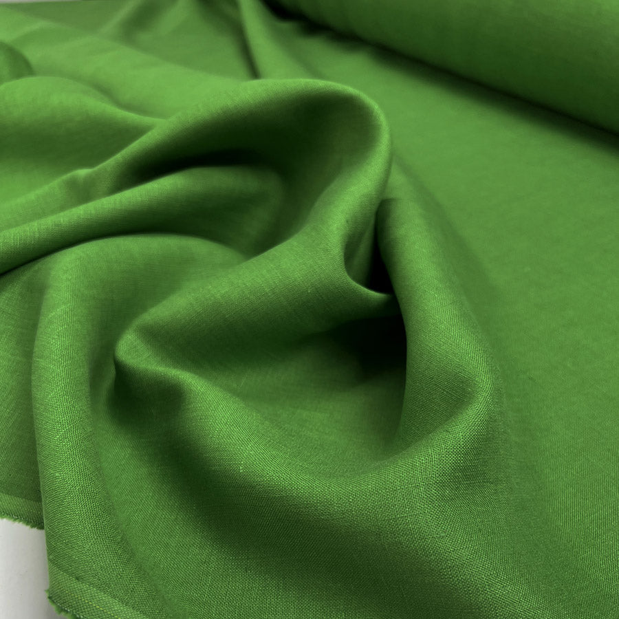 Signature Linen Green Plain Woven Dress Fabric CU