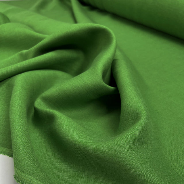 Signature Linen Green Plain Woven Dress Fabric CU