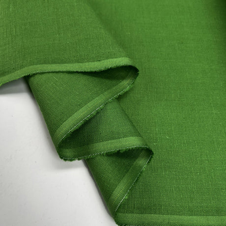 Signature Linen Green Plain Woven Dress Fabric Fold