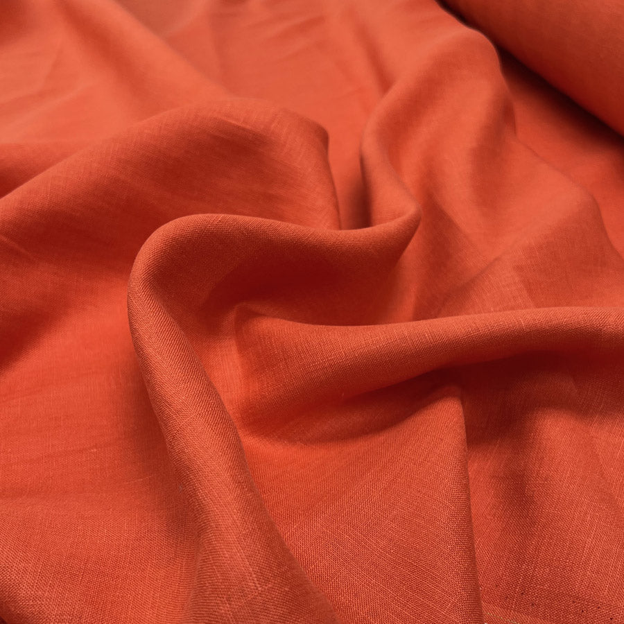 Signature Linen Orange Plain Woven Dress Fabric CU