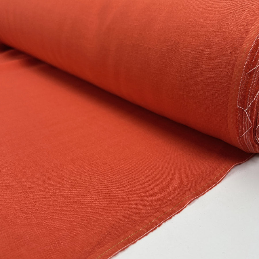 Signature Linen Orange Plain Woven Dress Fabric Roll