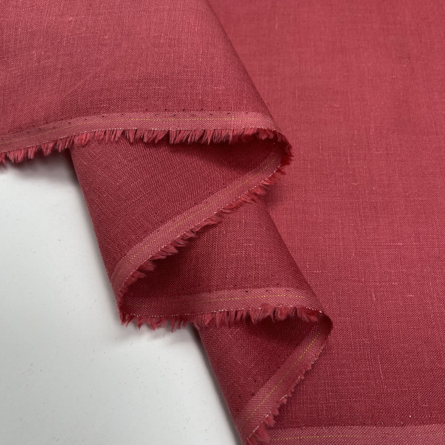 Signature Linen Pink Plain Woven Dress Fabric Fold