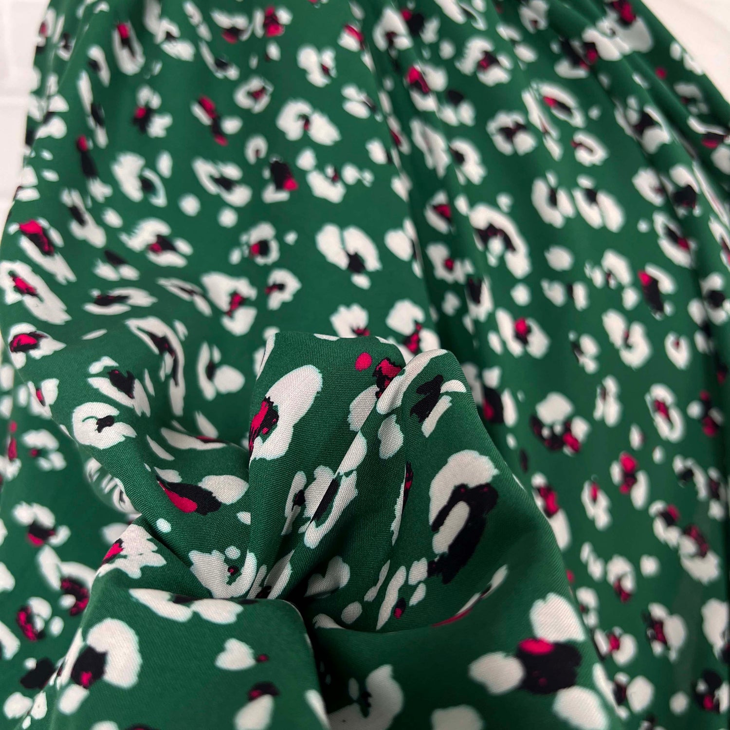 Signature Viscose Aria Green White Abstract Dress Fabric CU