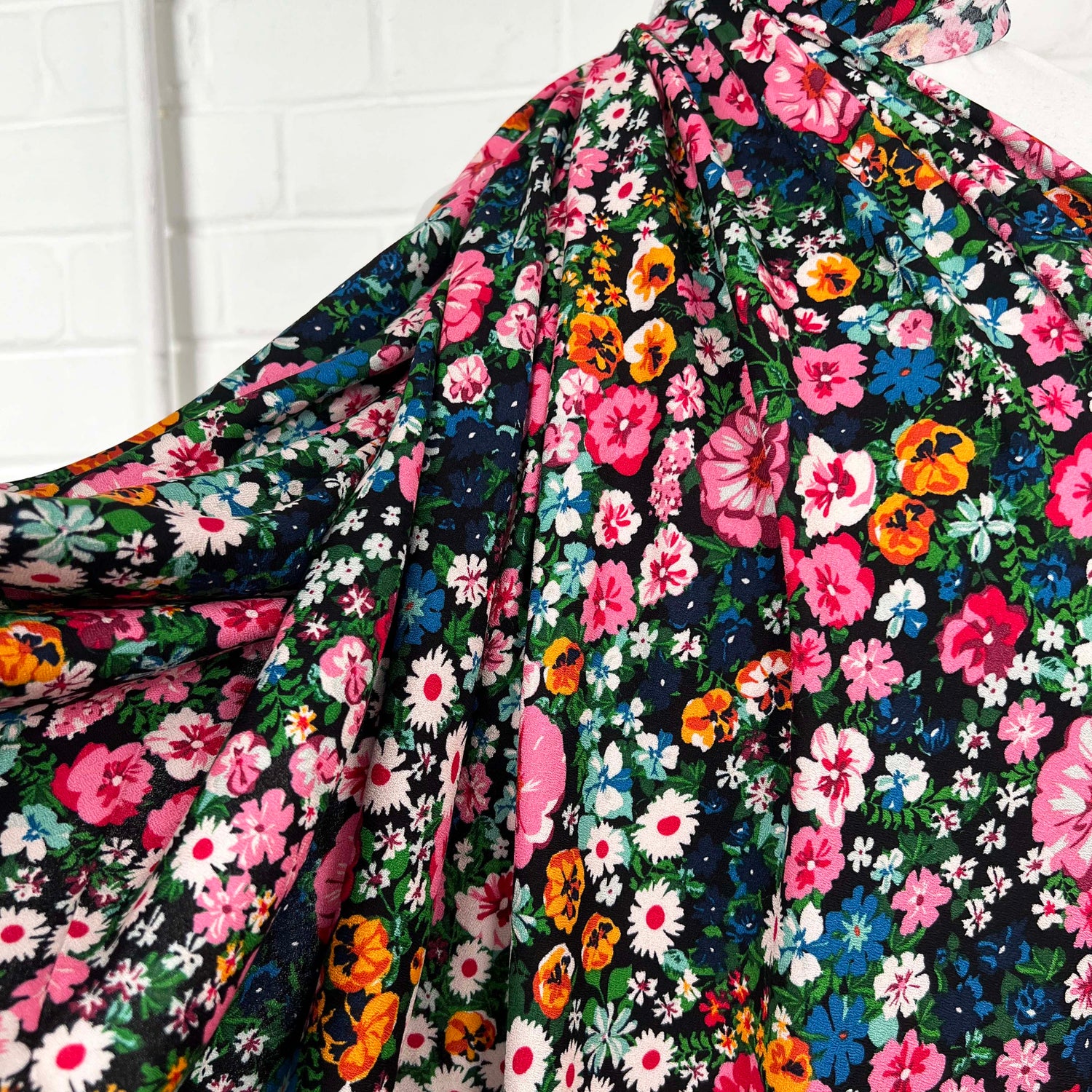 Signature Viscose Eden Pink Black Floral Dress Fabric CU