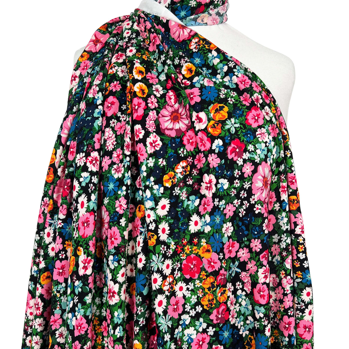 Signature Viscose Eden Pink Black Floral Dress Fabric Mannequin