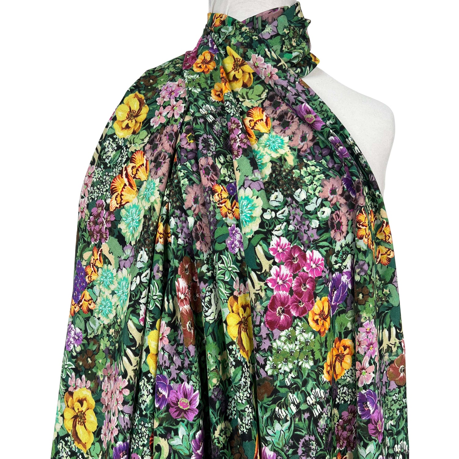 Signature Viscose Florence Floral Green Dress Fabric Mannequin