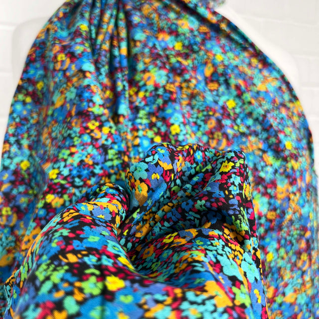 Signature Viscose Freya Aqua Gold Abstract Dress Fabric CU