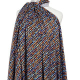 Signature Viscose Mosaic Blue Orange Abstract Dress Fabric Mannequin