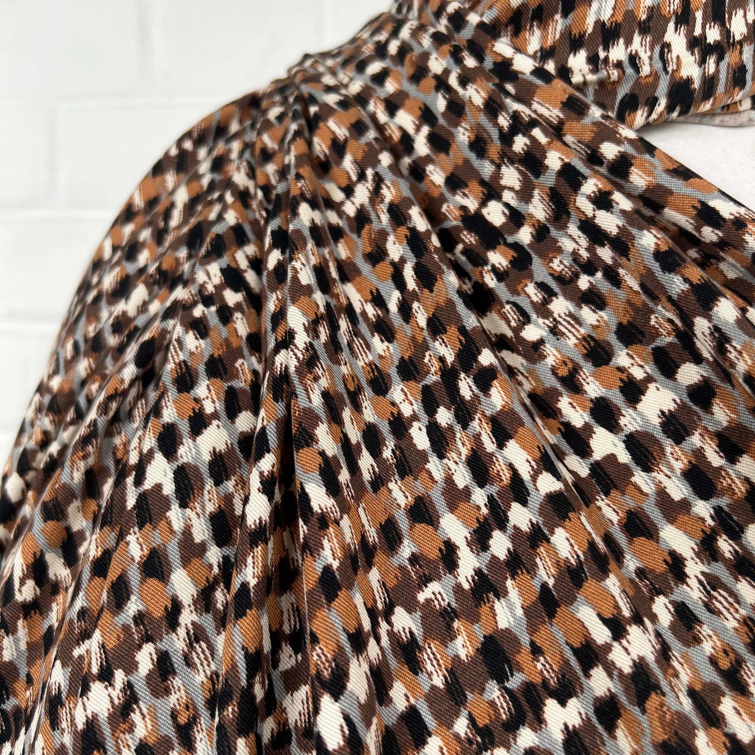 Signature Viscose Mosaic Brown Tan Abstract Dress Fabric CU