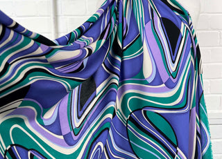 Signature Viscose Orbit Jade Purple Abstract Dress Fabric CU