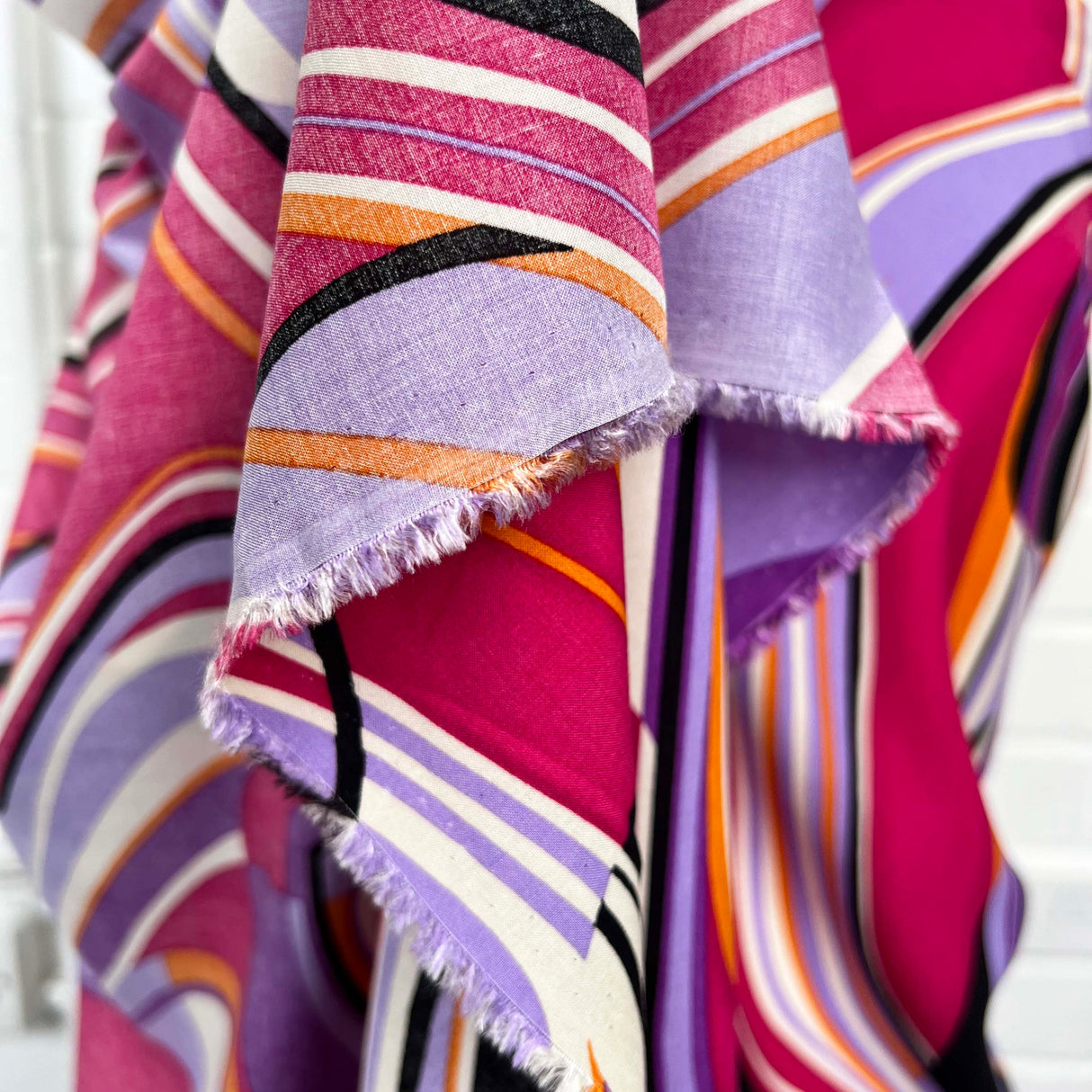 Signature Viscose Orbit Pink Purple Abstract Dress Fabric Fold