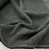 Silent Patient Wool Polyester Mix Black Grey Herringbone Woven Coating Fabric CU