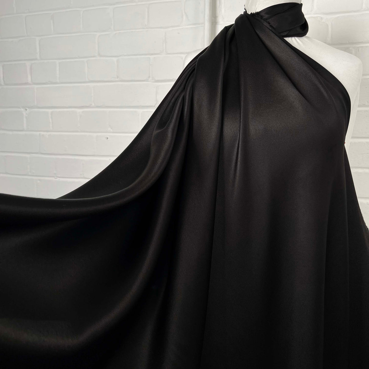 Italian Plain Dress Fabric Silks of Italy - Black Satin 