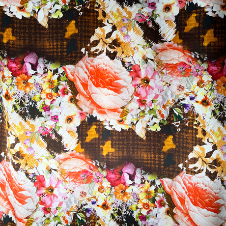 Cotton Silk Blend Floral Print Fabric Silks of Italy - Veneto Full