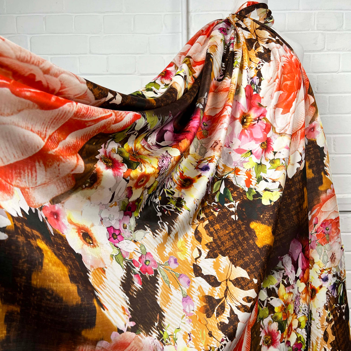 Cotton Silk Blend Floral Print Fabric Silks of Italy - Veneto CU