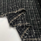 Slater Polyester Wool Mix Black Check Boucle Woven Coating Fabric Fold