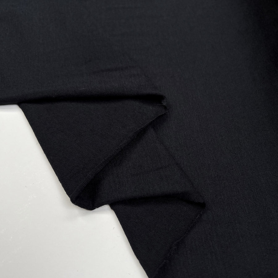 Slip Sliding Black Tencel Cashmere Elastane Stretch Knit Italian Jersey Fabric Fold