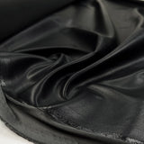 Soft Backed Faux Leather Black Polyurethane Polyester Leatherette Textured Fabric CU