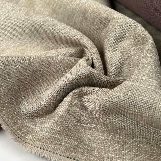 Soft Chenille Furnishing Taupe Poly Fire Retardant Fabric CU