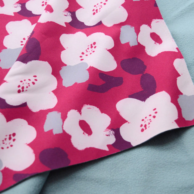 Soft Shell Pink Floral Microfleece Polyester Pink Material CU